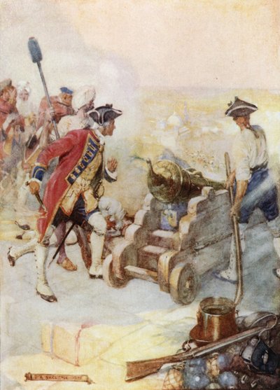 Clive disparó uno de los cañones él mismo de Joseph Ratcliffe Skelton
